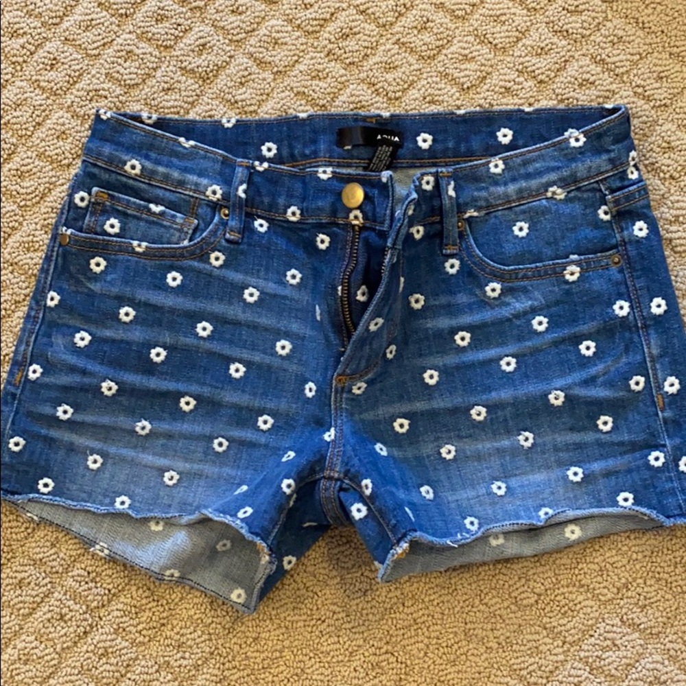 Embroidered jean shorts